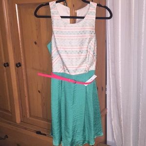 Teal and pink dress